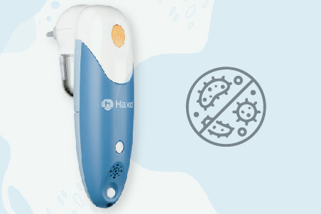 grafika przedstawiająca łatwy w dezynfekcji aspirator do nosa haxe ns 1